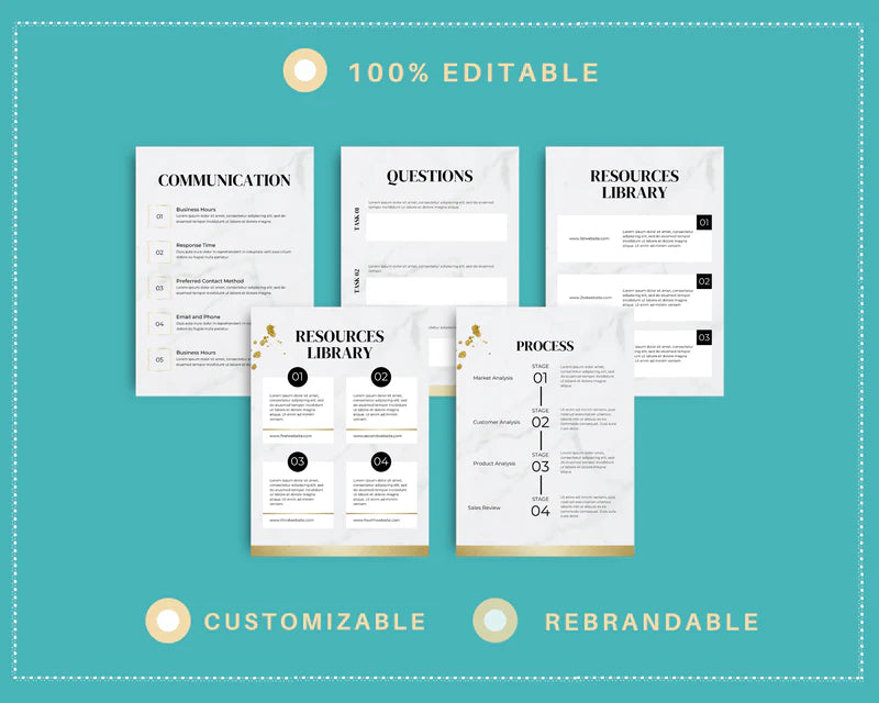 Gold Client Welcome Pack in Canva, Client Welcome Kit, Client Onboarding Template