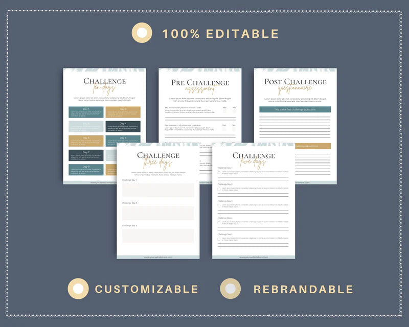 Turquoise Challenge Template Canva Template, Daily Challenge, Commercial Use