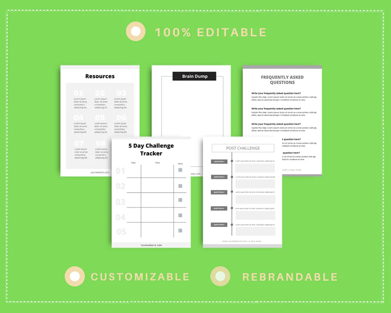 5 Day Challenge Template Canva Template, Daily Challenge, Commercial Use
