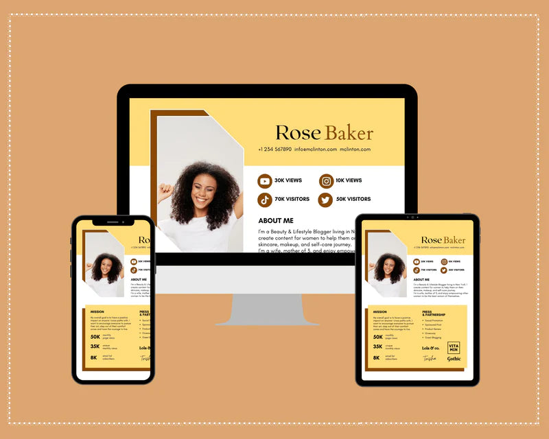 Gold Media Kit Template | Media Press Kit | Canva Template | Commercial Use