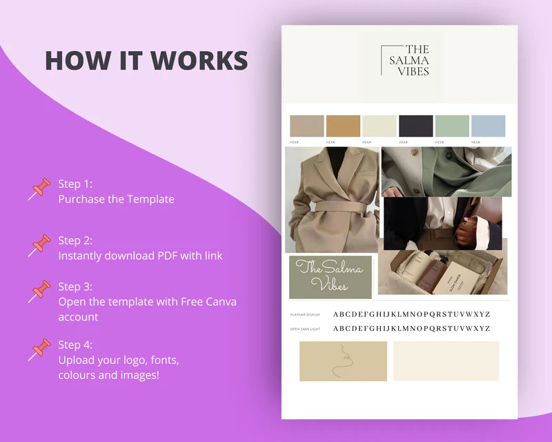 Canva Brand Kit Template | Mini Brand Board Template | Commercial Use
