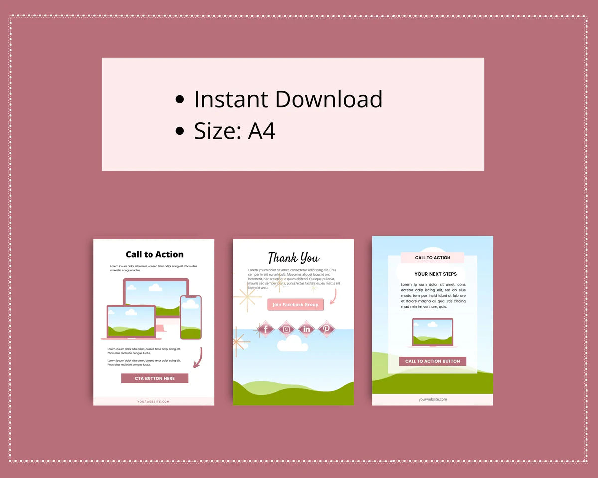 Rose Gold Course Workbook Template, Canva Template, eCourse workbook, Commercial Use