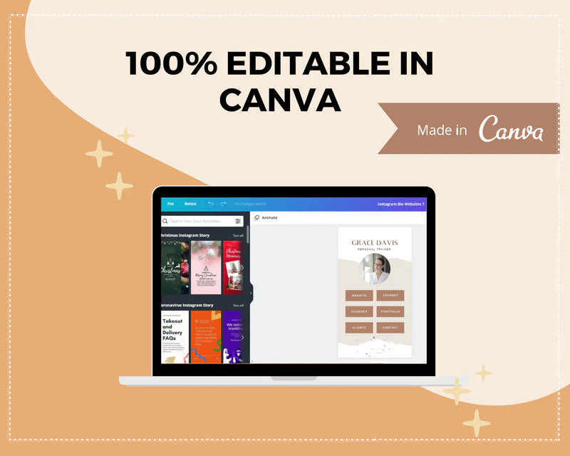 Instagram Link in Bio in Canva | IG Landing Page | Instagram Website | Commercial Use