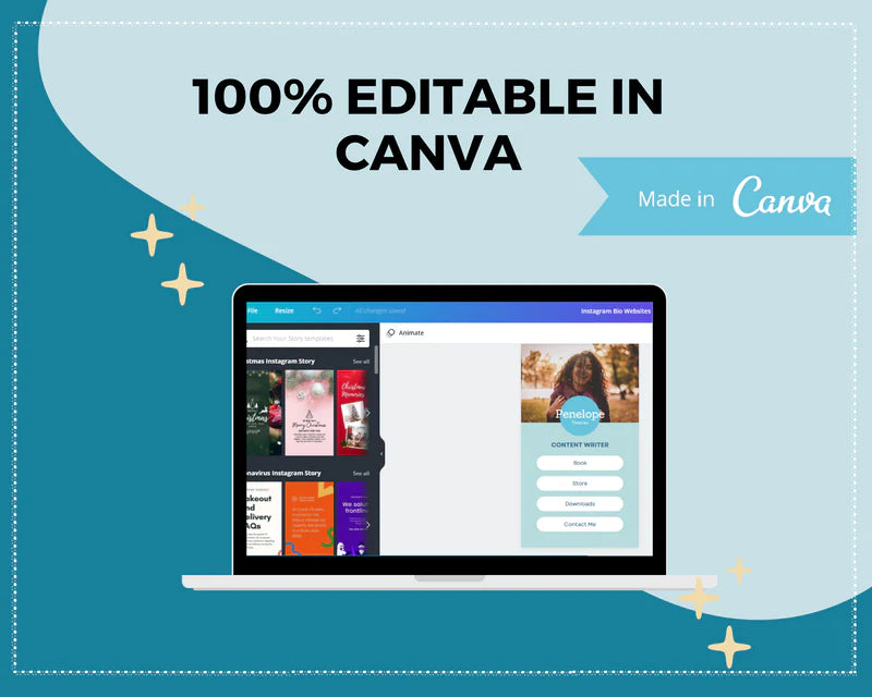 Instagram Link in Bio in Canva | IG Landing Page | Instagram Website | Commercial Use