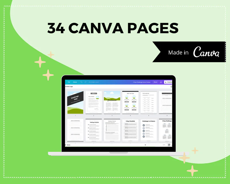 5 Day Challenge Template Canva Template, Daily Challenge, Commercial Use