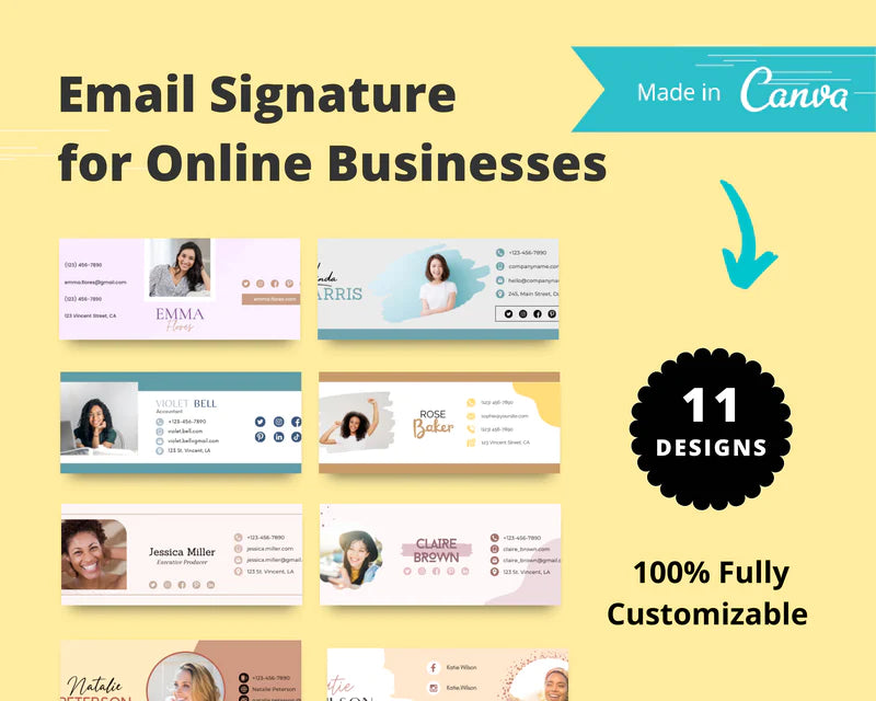 Email Signature Templates Bundle | Gmail Signature Design | Editable Canva Signature Design