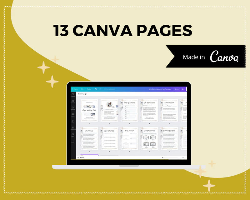 Gold Client Welcome Pack in Canva, Client Welcome Kit, Client Onboarding Template