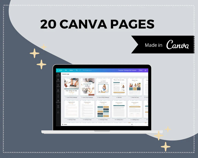 Turquoise Challenge Template Canva Template, Daily Challenge, Commercial Use