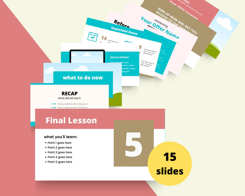 Mini Course Slide Deck for Coaches | Colorful Slide Presentation | Masterclass Slide Templates | eCourse Canva Slides