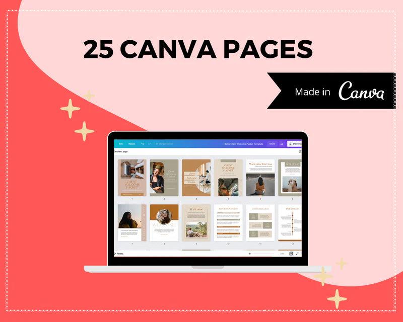 Boho Client Welcome Pack in Canva, Client Welcome Kit, Client Onboarding Template