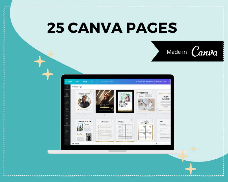 Gold Client Welcome Pack in Canva, Client Welcome Kit, Client Onboarding Template