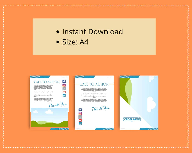 Canva Orange Ebook Template, Editable Canva Template, 40 page Ebook Template | A4 Size