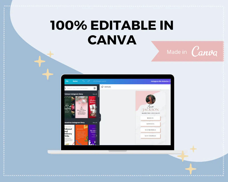 Instagram Link in Bio in Canva | IG Landing Page | Instagram Website | Commercial Use