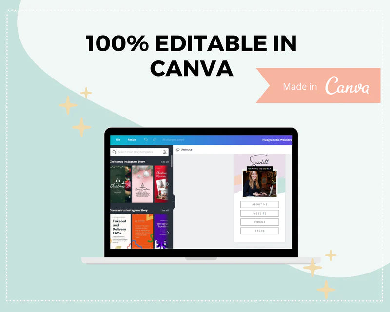 Instagram Link in Bio in Canva | IG Landing Page | Instagram Website | Commercial Use