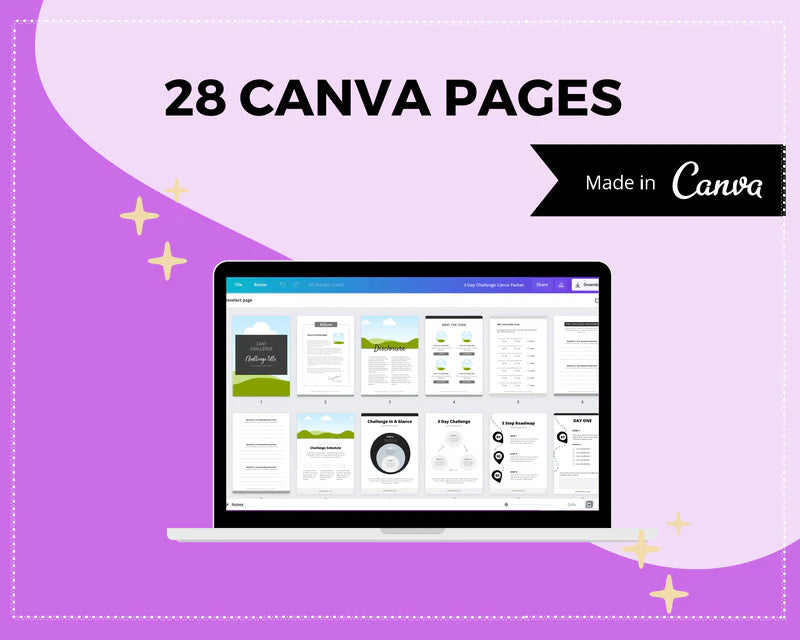 3 Day Challenge Template Canva Template, Daily Challenge, Commercial Use