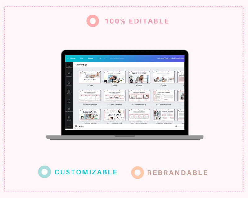 Slide Deck Webinar Course, Webinar Presentation, Course Creator, e-Course Template