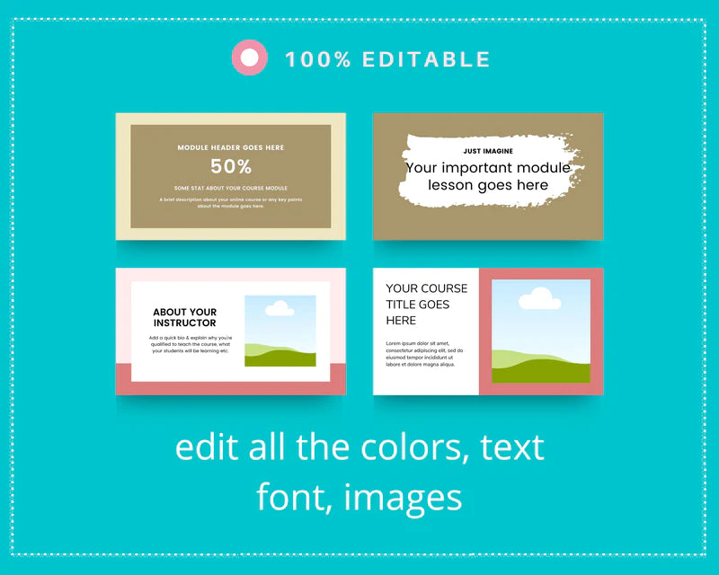 Mini Course Slide Deck for Coaches | Colorful Slide Presentation | Masterclass Slide Templates | eCourse Canva Slides