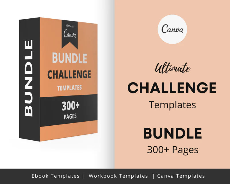 BUNDLE of 7 Challenge Templates in Canva | Commercial Use