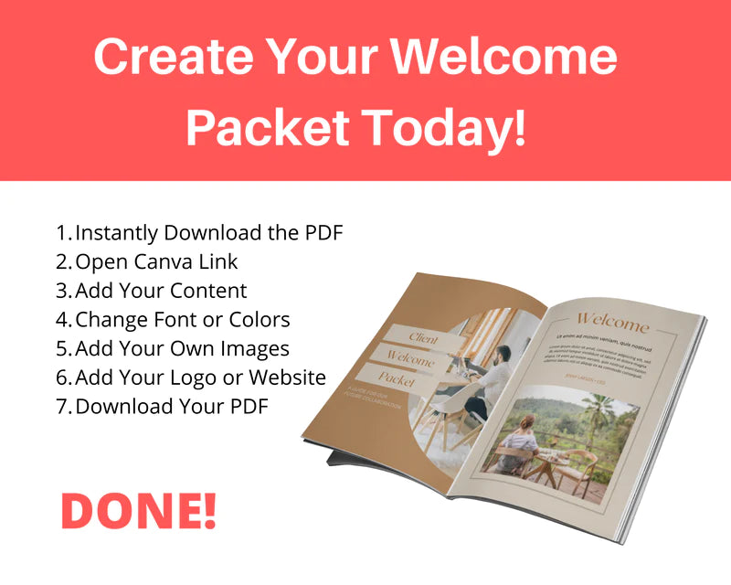 Boho Client Welcome Pack in Canva, Client Welcome Kit, Client Onboarding Template
