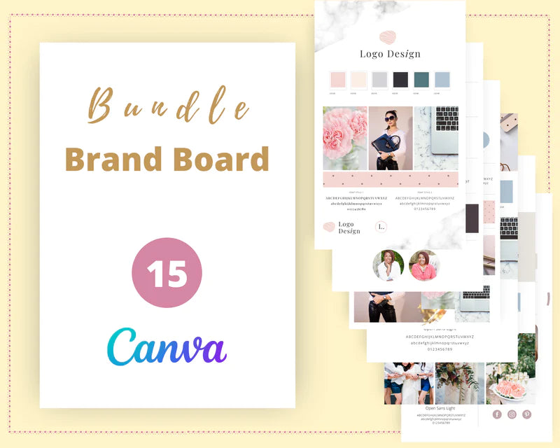 Bundle of 15 Brand Boards | Branding Style | Commercial Use