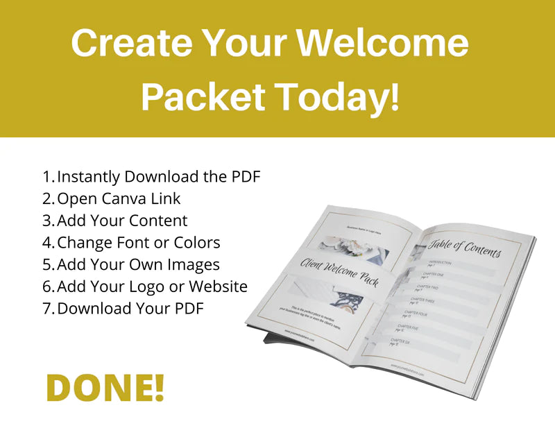 Gold Client Welcome Pack in Canva, Client Welcome Kit, Client Onboarding Template