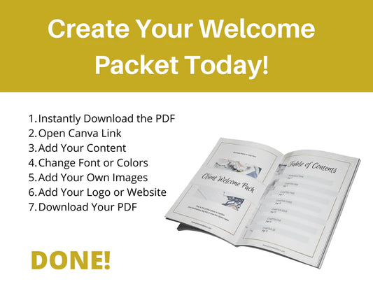 Gold Client Welcome Pack in Canva, Client Welcome Kit, Client Onboarding Template