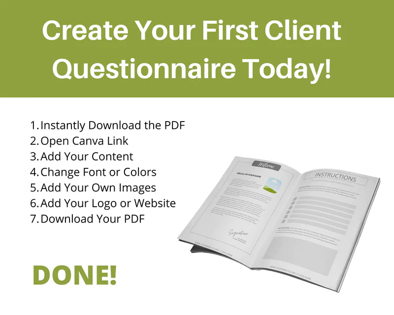 New Client Questionnaire | Canva Template | Buyer Questionnaire | Client Survey