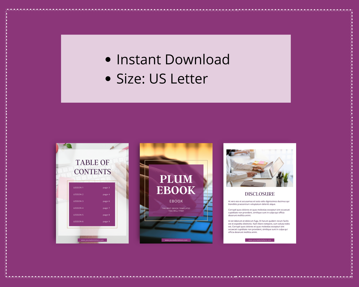 Plum Canva Ebook Template, Editable Canva Template, 31 page Ebook Template | A4 Size
