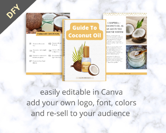 Editable Guide To Coconut Oil Ebook | Done-for-You Ebook in Canva