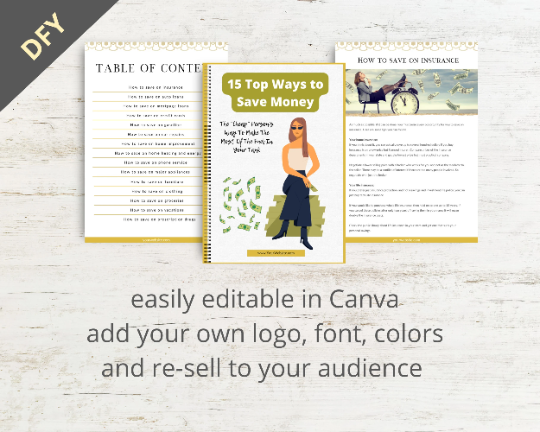 Editable 15 Top Ways to Save Money Ebook | Done-for-You Ebook in Canva
