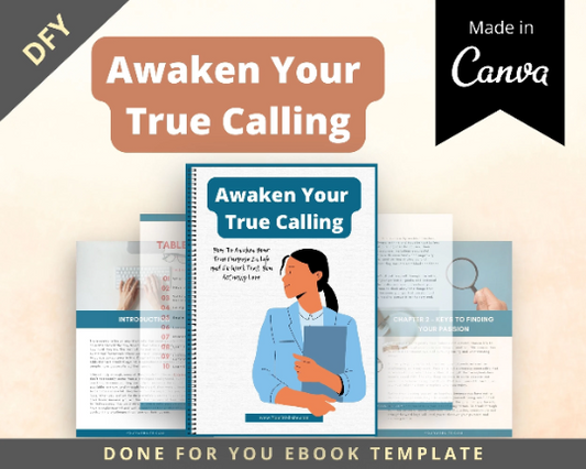 Editable Awaken Your True Calling Ebook | Done-for-You Ebook in Canva