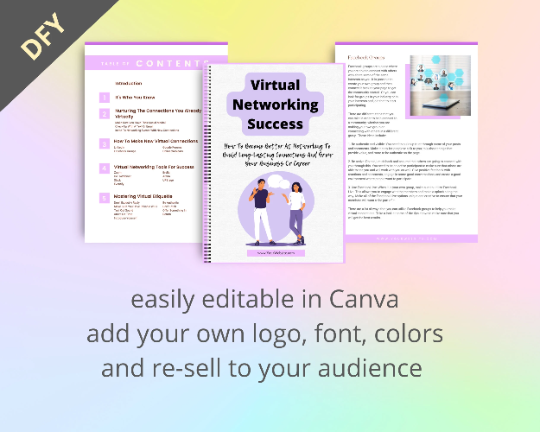 Editable Virtual Networking Success Ebook | Done-for-You Ebook in Canva