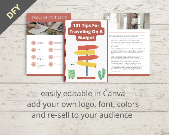 Editable 101 Tips For Traveling On A Budget Ebook in Canva