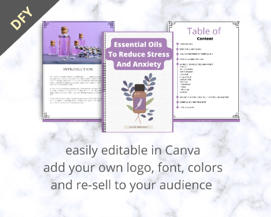 Editable Essential Oils To Reduce Stress And Anxiety Ebook | Done-for-You Ebook in Canva