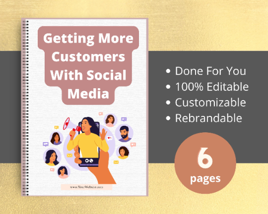 Editable Getting More Customers With Social Media Mini Ebook | Done-for-You Ebook in Canva