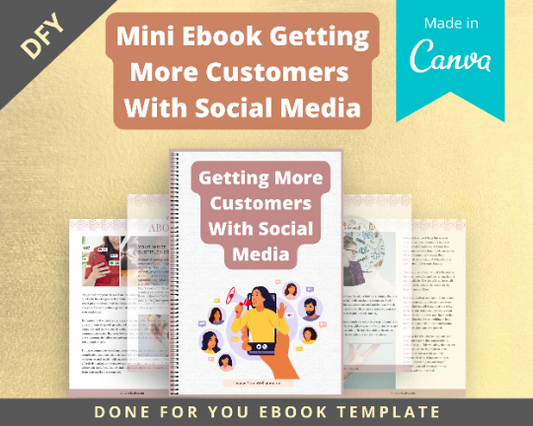 Editable Getting More Customers With Social Media Mini Ebook | Done-for-You Ebook in Canva