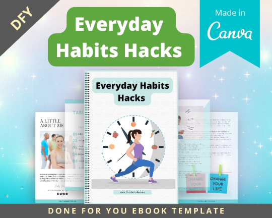 Editable Everyday Habits Hacks Ebook | Done-for-You Ebook in Canva