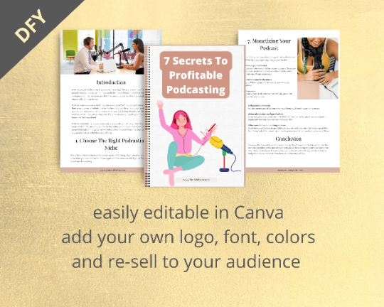 Editable 7 Secrets To Profitable Podcasting Ebook | Done-for-You Ebook in Canva