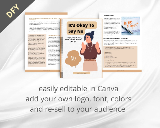 Editable It's Okay to Say No Mini Ebook | Done-for-You Ebook in Canva