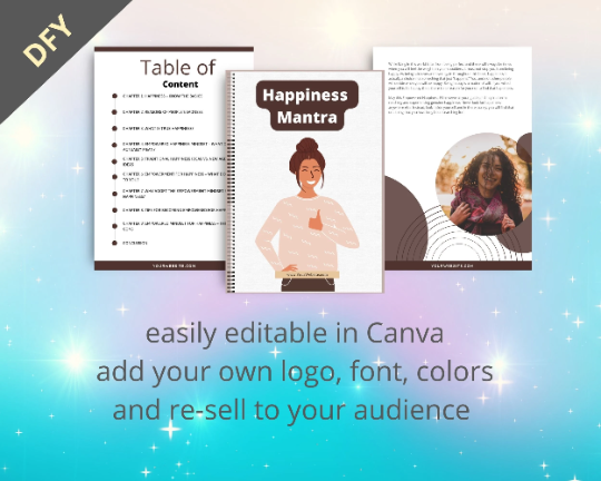 Editable Happiness Mantra Ebook | Done-for-You Ebook in Canva