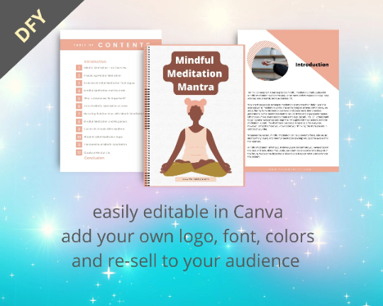 Editable Mindful Meditation Mantra Ebook | Done-for-You Ebook in Canva