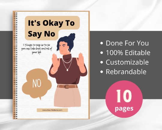 Editable It's Okay to Say No Mini Ebook | Done-for-You Ebook in Canva