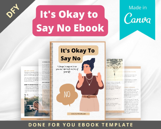Editable It's Okay to Say No Mini Ebook | Done-for-You Ebook in Canva