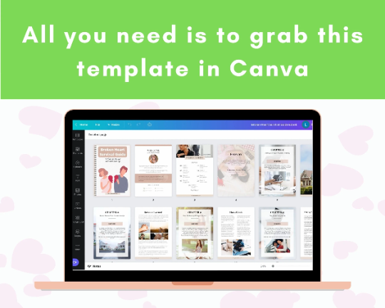 Editable Broken Heart Survival Guide | Done-for-You Ebook in Canva