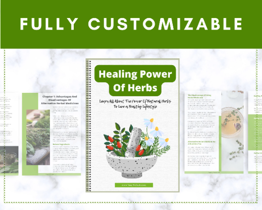 Editable Healing Power Of Herbs Ebook | Done-for-You Ebook in Canva