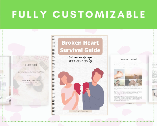 Editable Broken Heart Survival Guide | Done-for-You Ebook in Canva