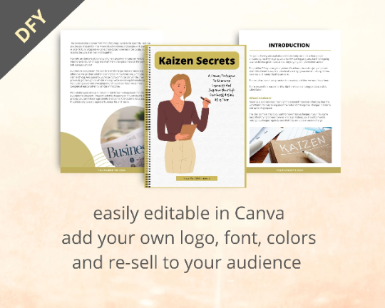Editable Kaizen Secrets Mini Ebook | Done-for-You Ebook in Canva