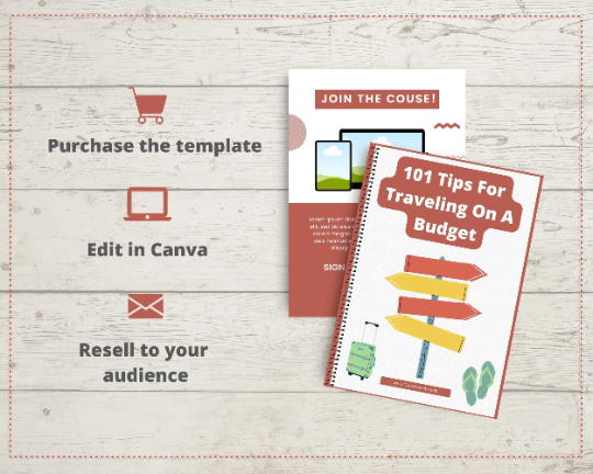 Editable 101 Tips For Traveling On A Budget Ebook in Canva