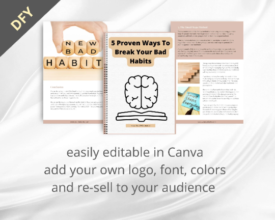 Editable 5 Proven Ways To Break Your Bad Habits Ebook | Done-for-You Ebook in Canva
