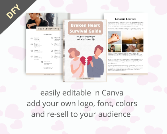 Editable Broken Heart Survival Guide | Done-for-You Ebook in Canva